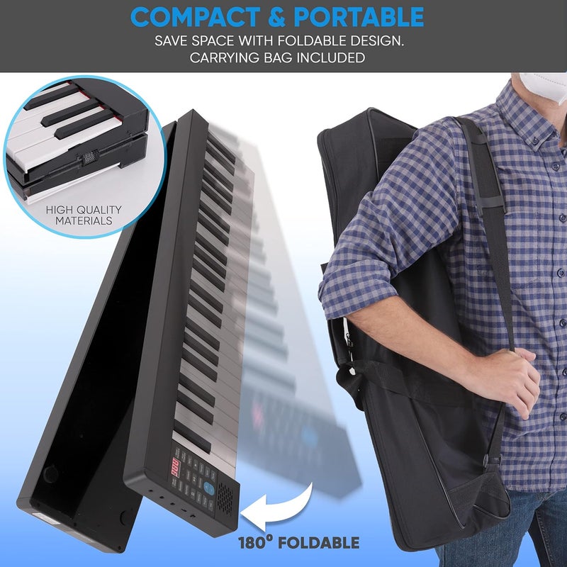 Pyle 88-Key Electric Piano Keyboard – Full Sized Bluetooth Enabled Keyboard with 28 Rhythms & Tones, Built-In Speaker, Sustain Pedal, Piano Bag, Portable Design, Ideal for Beginners and Professionals - Image 4
